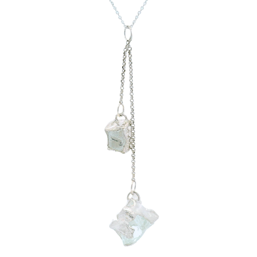 Sterling Silver Bus Stop Glass Double Pendant, view 4