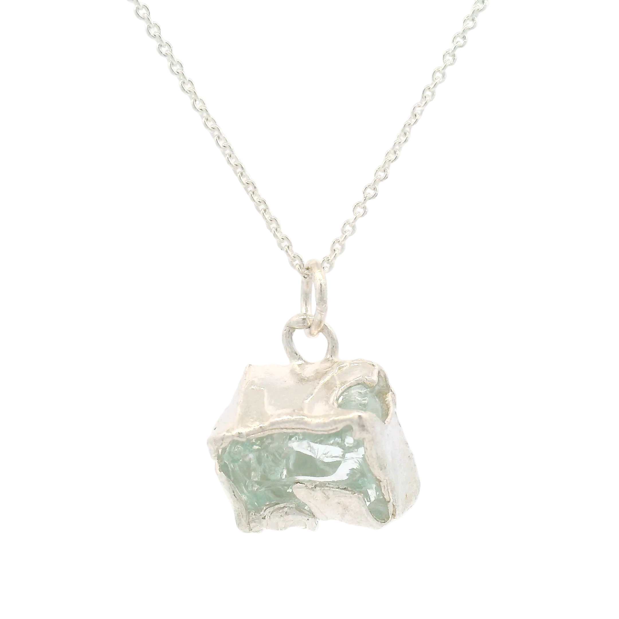 Silver Bus Stop Glass Pendant 18" in recycled silver and reclaimed glass