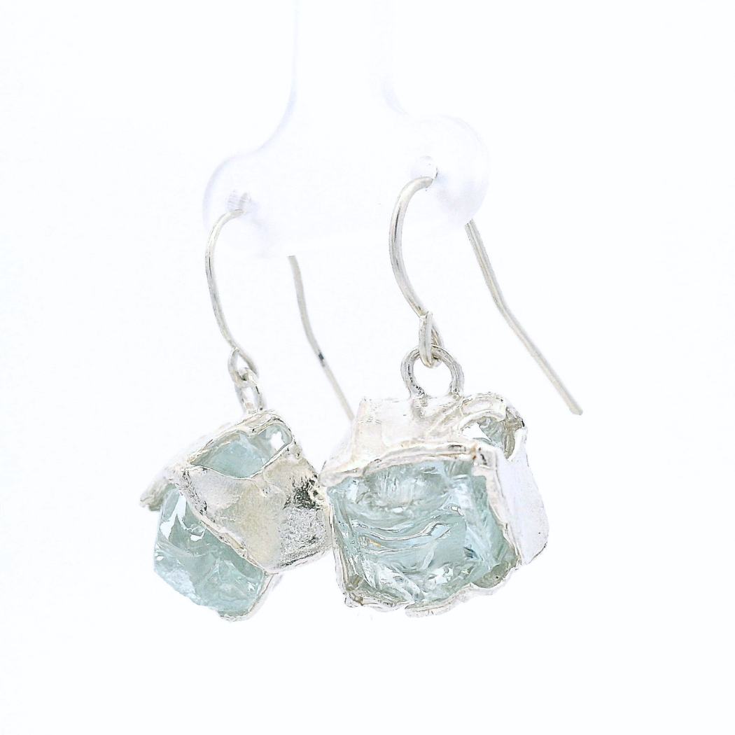 Detail of reclaimed glass set in sterling silver