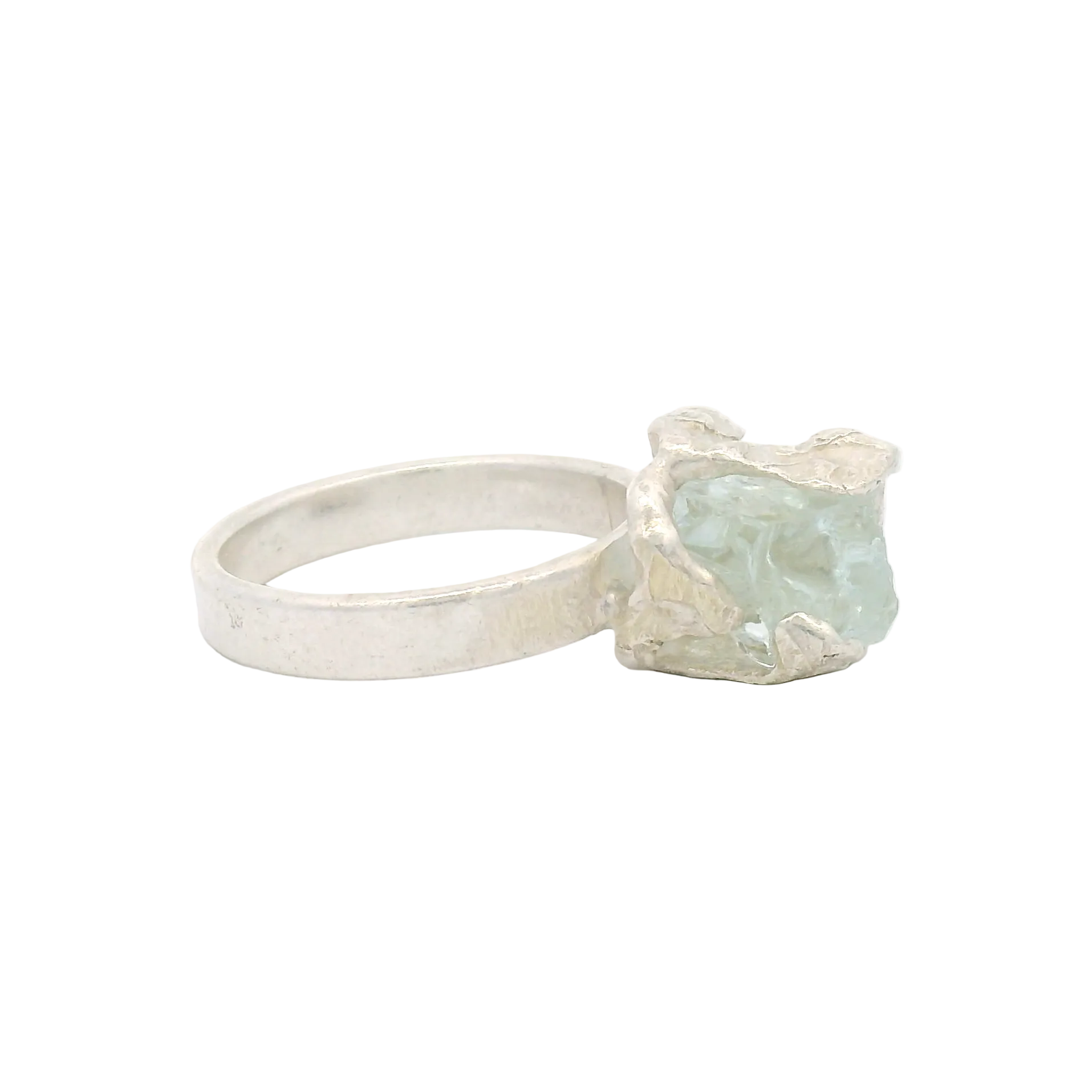 Silver Bus Stop Glass Ring Size 9 in recycled silver and reclaimed glass