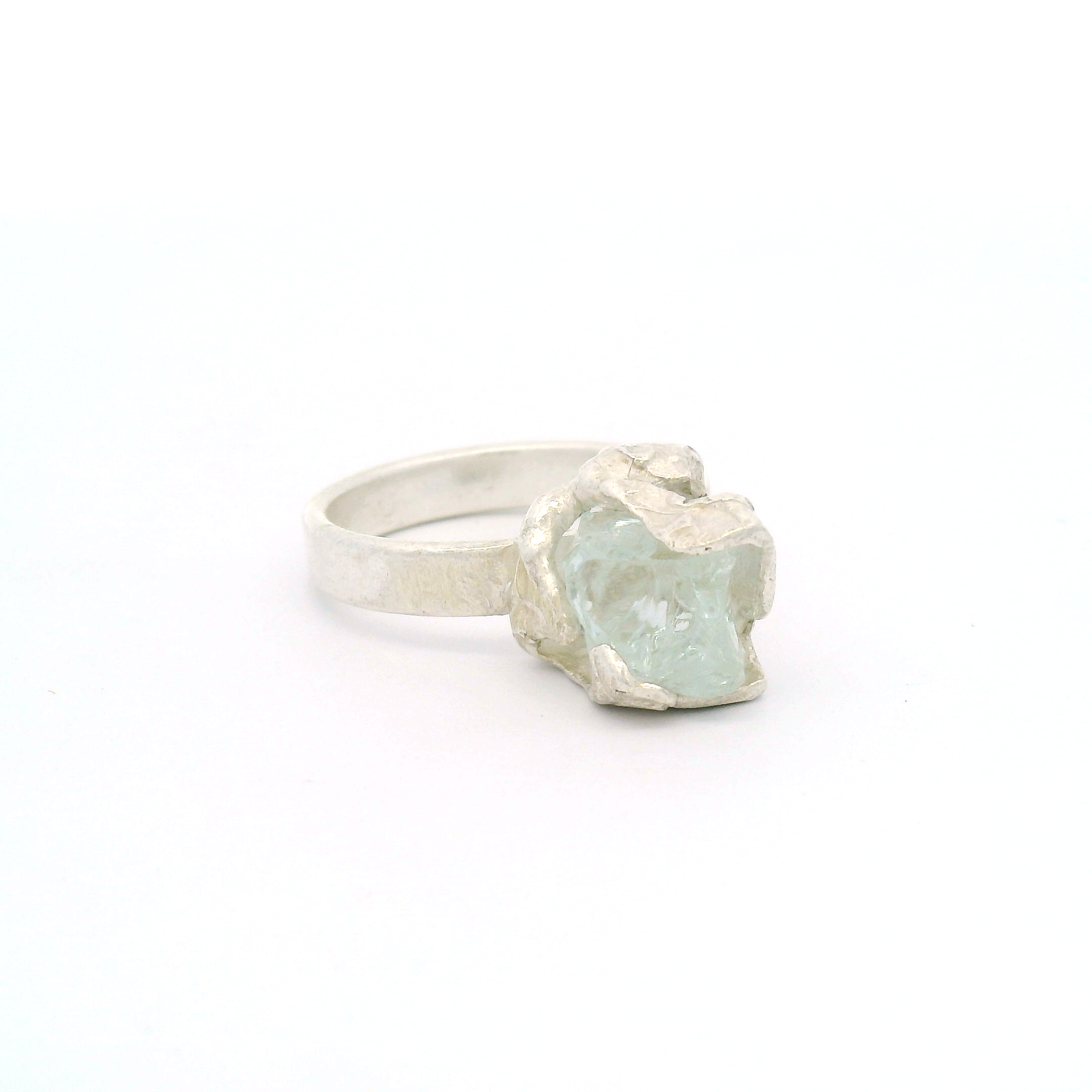 Silver Bus Stop Glass Ring Size 9, view 2