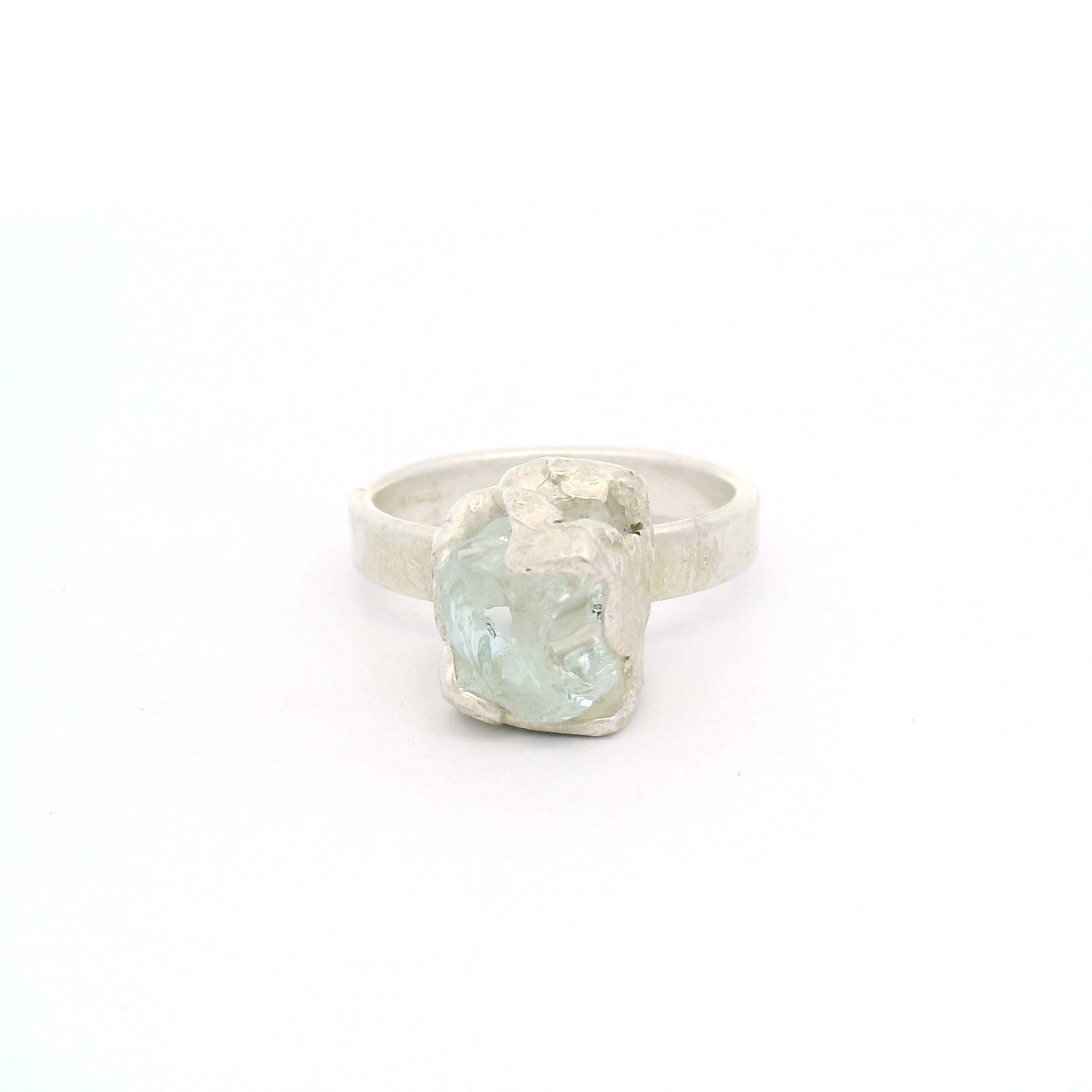 Silver Bus Stop Glass Ring Size 9, view 3